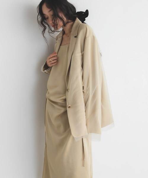 KBF（ケイビーエフ）の「サテンチュールジャケット（テーラードジャケット・レディース・BEIGE/BROWN・One）」の19枚目の写真