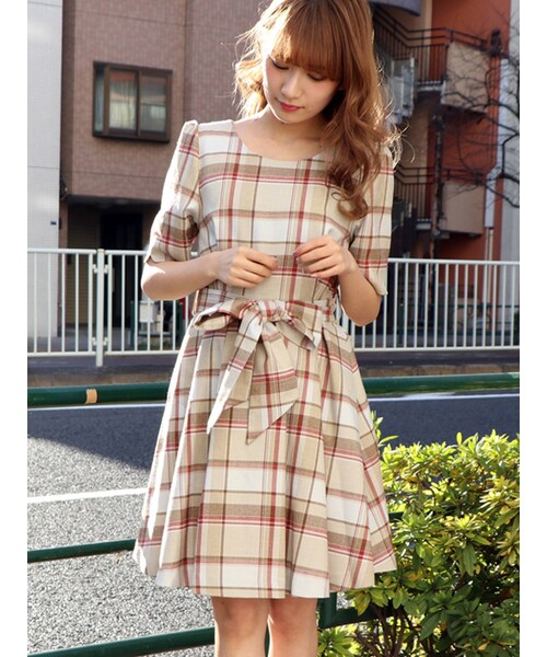 dazzlin（ダズリン）の「【sw】ウエストリボンチェックワンピース  