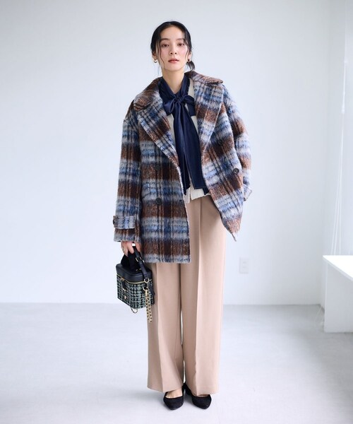 VIS(ビス)の「【WEB限定】シャギーミディ丈Pコート(ピーコート・レディース・ブラウン系/ネイビー・M/S)」の15枚目の写真