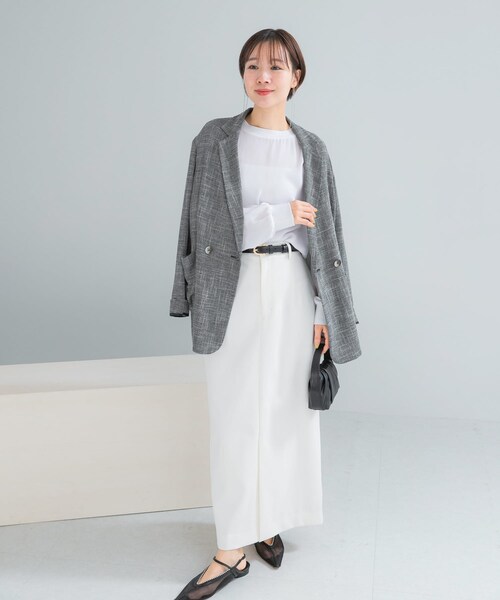 URBAN RESEARCH ROSSO（アーバンリサーチロッソ）の「ベルト付ツイルストレッチスカート（スカート・レディース・WHITE/BLACK・36/38）」の7枚目の写真