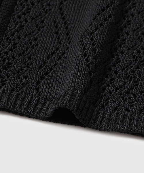 ADAM ET ROPE'（アダムエロペ）の「【AMOMENTO/アモーメント】CROCHET ZIP-UP CARDIGAN（カーディガン/ボレロ・メンズ・ブラック/ホワイト・L/M）」の13枚目の写真