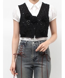 ローズモチーフニットジレ