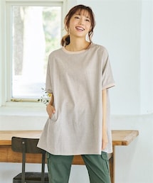 nissen | 大きいサイズ　柔らか５分袖ゆるシルエットチュニックブラウス(チュニック)