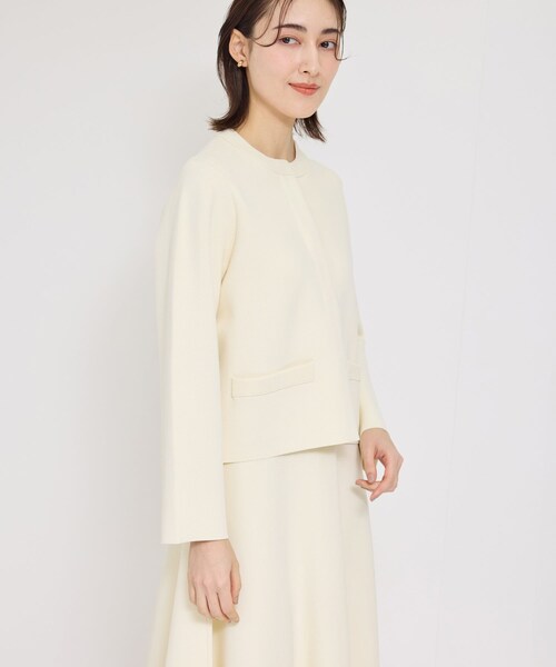 ROPE'（ロペ）の「ニットジャケット/イージーケア（ノーカラージャケット・レディース・オフホワイト/ネイビー・36/38）」の12枚目の写真