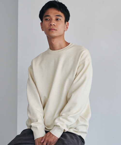 URBAN RESEARCH DOORS（アーバンリサーチドアーズ）の「『仁村紗和さん着用』『UR TECH 200日ニット』クルーネック（ニット/セーター・メンズ・OFF/CHARCOAL/OFF×BLACK/CHA×YEL.K/BROWN・M/L/XL）」の14枚目の写真