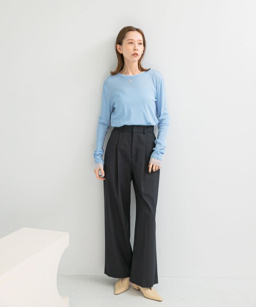 URBAN RESEARCH ROSSO（アーバンリサーチロッソ）の「シアードッキングカットソー（Tシャツ/カットソー・レディース・OFF/MOON STONE/NAVY・FREE）」の10枚目の写真