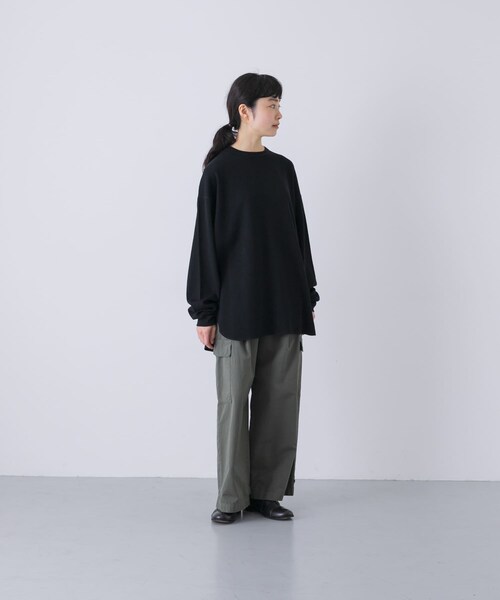かぐれ（カグレ）の「サーマルクルーネックプルオーバー（Tシャツ/カットソー・レディース・LIGHT GRAY/BLACK・Free）」の7枚目の写真