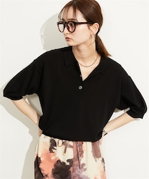nissen | ５分袖ポロ衿ニット＜大きいサイズ有＞(ニット/セーター)