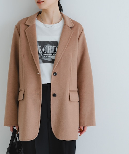 URBAN RESEARCH(アーバンリサーチ)の「リバージャケットコート(テーラードジャケット・レディース・CHARCOAL/BEIGE・FREE)」の2枚目の写真