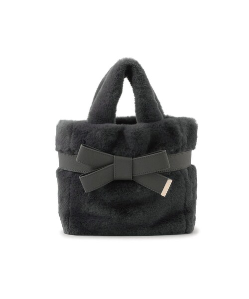 VIS（ビス）の「【2WAY】ファーリボントートバッグ（トートバッグ・レディース・チャコール/キナリ/ピンク・F）」の3枚目の写真