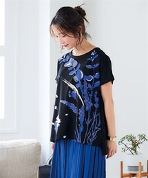 nissen | 綿100％選べるデザインフレンチスリーブTシャツ（接触冷感・UVカット）＜大きいサイズ有＞(Tシャツ/カットソー)