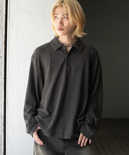 SENSE OF PLACE by URBAN RESEARCH（センスオブプレイスバイアーバンリサーチ）の「シアーペイズリーポロシャツ（ポロシャツ・メンズ・IVORY/CHARCOAL/BROWN・M/L）」の2枚目の写真