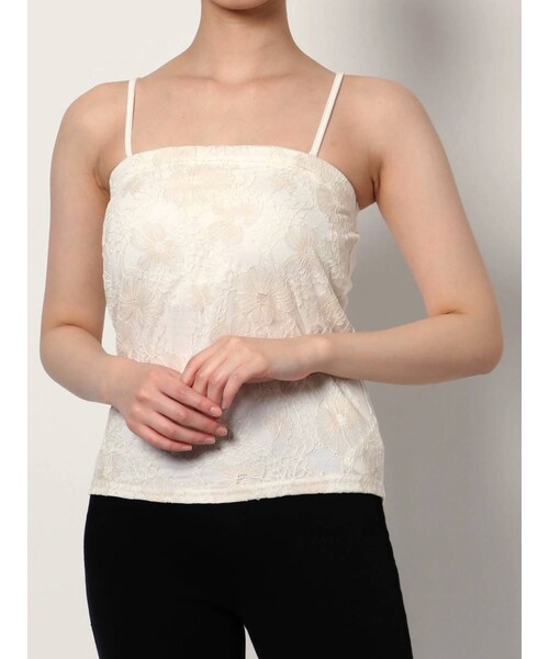 MERCURYDUO（マーキュリーデュオ）の「2WAYカップ付レースベアインナー（キャミソール・レディース・ベージュ/オフホワイト/ブラック・F）」の3枚目の写真