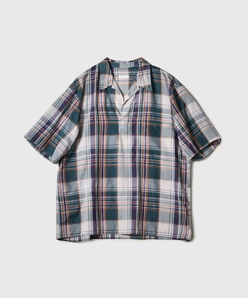ADAM ET ROPE'(アダムエロペ)の「【KAPTAIN SUNSHINE/キャプテンサンシャイン】Gauze Plaid Pullover SS Shirt(シャツ/ブラウス・メンズ・ホワイト系/グリーン系・2/3/4)」の7枚目の写真