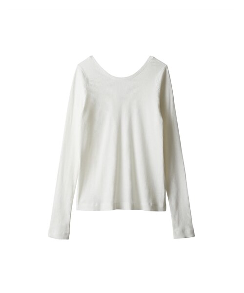 nissen（ニッセン）の「【CHIC STYLE】テレコロングスリーブカットソープルオーバー（Tシャツ/カットソー・レディース・オフホワイト/黒・M/L/LL/3L/4L/5L/6L/8L/10L）」の11枚目の写真