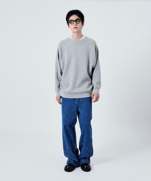 ADAM ET ROPE'(アダムエロペ)の「MU EYELET SEMI BAGGY JEANS PANTS(デニムパンツ・レディース・ブラック/ブルー・36/38/40/42)」の13枚目の写真