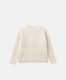 【KIDS/キッズ】もちもちリブ切り替えニットプルオーバー/イージーケア・リンクコーデ