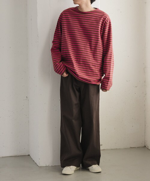 URBAN RESEARCH DOORS(アーバンリサーチドアーズ)の「FORK&SPOON ボートネックボーダー(Tシャツ/カットソー・メンズ・BRN×PNK/GRN×TUQ/YEL×PPL・4/5)」の11枚目の写真