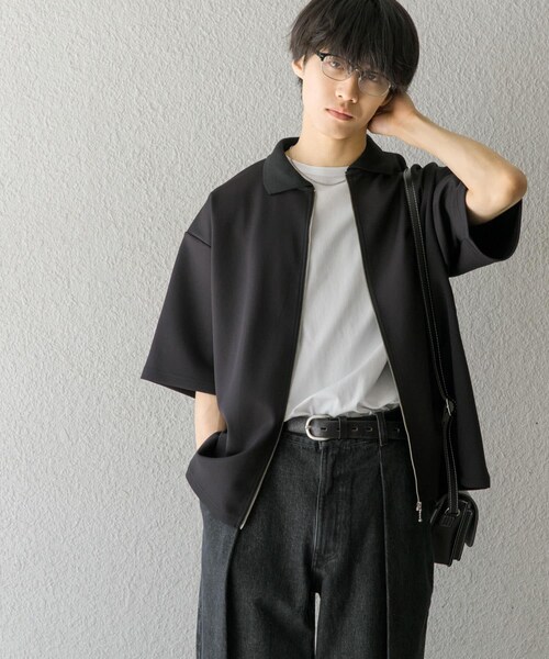 SENSE OF PLACE by URBAN RESEARCH（センスオブプレイスバイアーバンリサーチ）の「『ユニセックス』ZIPカーディガンTシャツ(5分袖)（カーディガン/ボレロ・メンズ・BEIGE/BLACK/BLUE・M/L）」の7枚目の写真