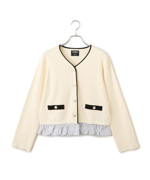 VIS(ビス)の「【MARY QUANT×VIS】メタルボタンドッキングカーディガン(カーディガン/ボレロ・レディース・ブラック/キナリ/ダークブラウン・F)」の6枚目の写真