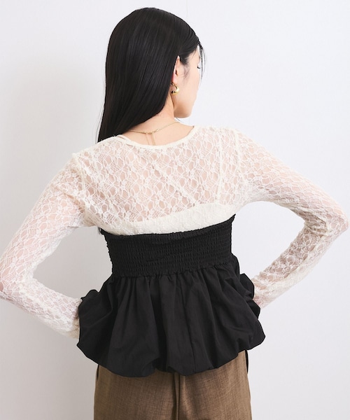 VIS(ビス)の「コサージュ付きバルーンナイロンビスチェ(その他トップス・レディース・ブラック/キナリ・F)」の7枚目の写真