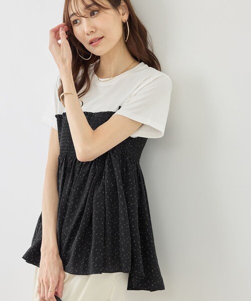 ROPE' PICNIC(ロペピクニック)の「【ベストヒット】シャーリングドッキングハーフスリーブカットソー(Tシャツ/カットソー・レディース・ブラック/ブラック系/ホワイト系/ベージュ・F)」の20枚目の写真