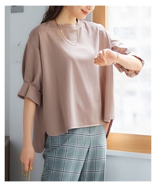 nissen（ニッセン）の「大きいサイズ キャンディースリーブプルオーバー（透けにくい素材・吸汗速乾・UVカット）（Tシャツ/カットソー・レディース・オフホワイト/スモーキーピンク/ネイビー/モカベージュ・L/LL/3L/4L/5L/6L/8L/10L）」の18枚目の写真