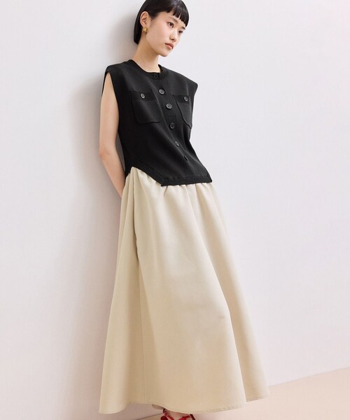 ADAM ET ROPE'(アダムエロペ)の「【WEB限定】・【サステナブル】カーブヘムコンビワンピース(ワンピース・レディース・ブラック系/チャコール/キナリ系・36/38)」の13枚目の写真
