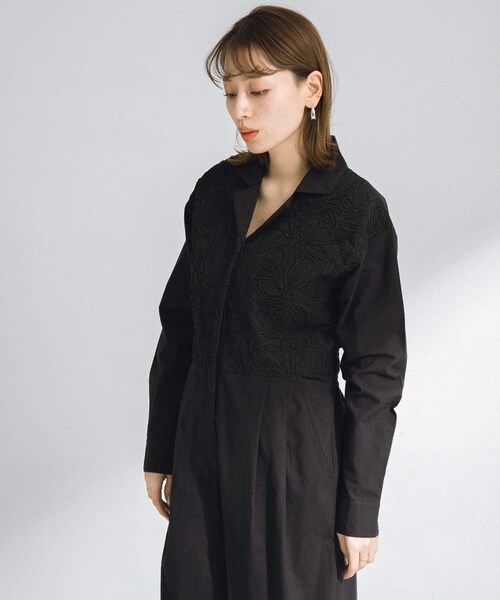 URBAN RESEARCH Sonny Label（アーバンリサーチサニーレーベル）の「エンブロイダリーオールインワン（サロペット/オーバーオール・レディース・ブラック/ベージュ・36/38）」の6枚目の写真
