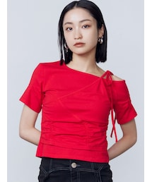 EMODA | アシンメトリーギャザーレイヤートップ(Tシャツ/カットソー)