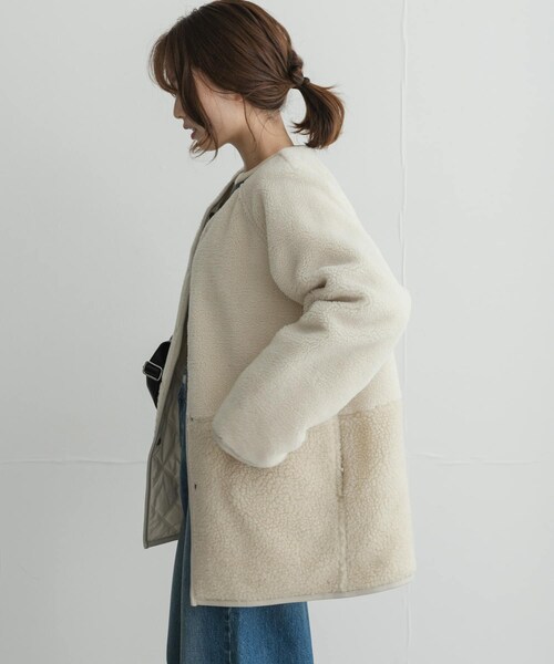 URBAN RESEARCH Sonny Label（アーバンリサーチサニーレーベル）の「リバーシブルボア撥水キルティングコート（その他アウター・レディース・アイボリー/ブラック/ブラウン・Free）」の7枚目の写真