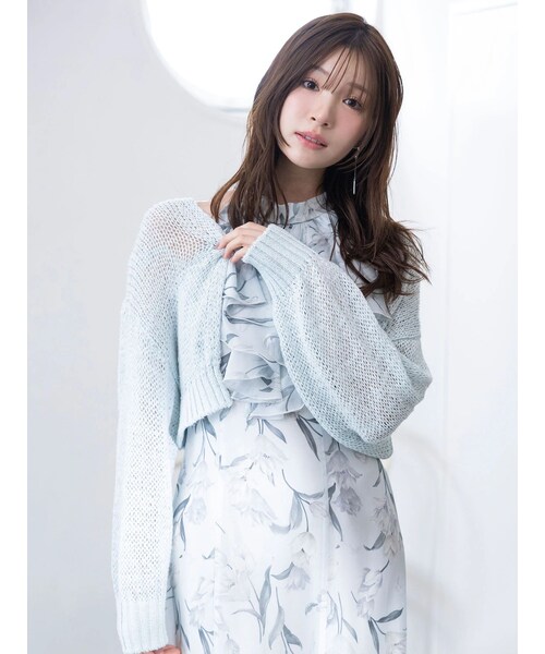 MERCURYDUO（マーキュリーデュオ）の「透かし編みラメ混ボレロカーディガン（カーディガン/ボレロ・レディース・オフホワイト/ライトグレー/ブラック/ピンク/アイスブルー/チャコールグレー・F）」の7枚目の写真