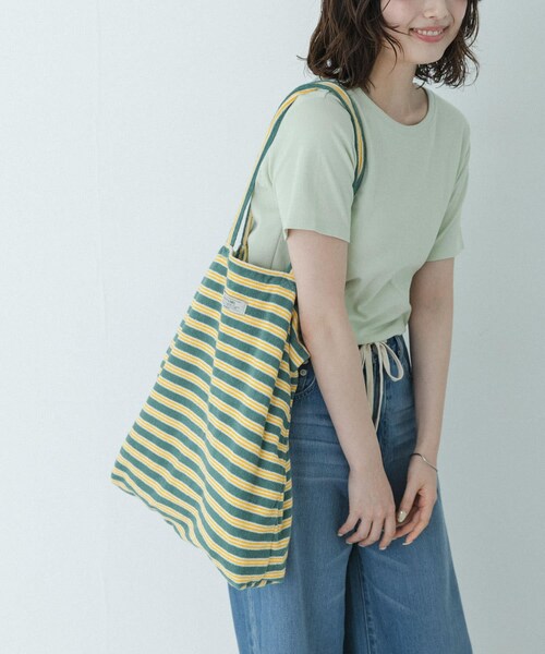 URBAN RESEARCH Sonny Label（アーバンリサーチサニーレーベル）の「パイルボーダービッグトート（トートバッグ・レディース・チャコール/グリーン/ブルー・One）」の13枚目の写真