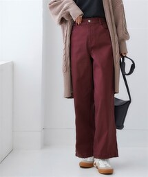 nissen | 裏起毛ストレッチゆるフィットワイドパンツ(デニムパンツ)