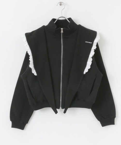 SENSE OF PLACE by URBAN RESEARCH(センスオブプレイスバイアーバンリサーチ)の「VITALSIGN LaceCapeLogoZip-Up(スウェット・レディース・Grey/Black・one)」の4枚目の写真