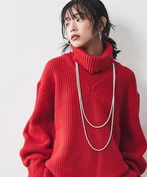 CHIC STYLE | 大きいサイズネックウォーマー付ニットプルオーバーシックスタイル(ニット/セーター)