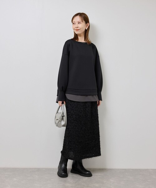 ROPE' PICNIC（ロペピクニック）の「カルゼダンボールレイヤードプルオーバー（Tシャツ/カットソー・レディース・チャコール/グレー系/キナリ・F）」の6枚目の写真