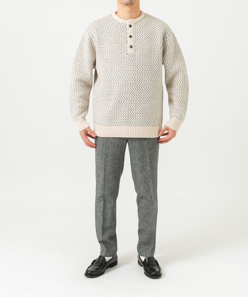 URBAN RESEARCH ROSSO（アーバンリサーチロッソ）の「『XLサイズあり』バーズアイ柄ヘンリーネックニット（ニット/セーター・メンズ・IVORY/BLACK/GREIGE/NAVY/GRAY・S/M/L/XL）」の16枚目の写真