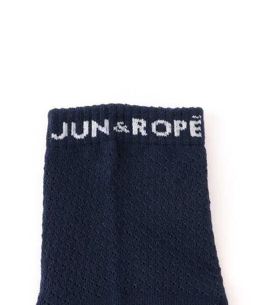 ROPE'（ロペ）の「ロゴ×透かし柄ミディ丈ソックス（ソックス/靴下・レディース・ブラック/ホワイト/ネイビー・F）」の9枚目の写真