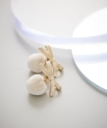 ベロアボールリボンピアス