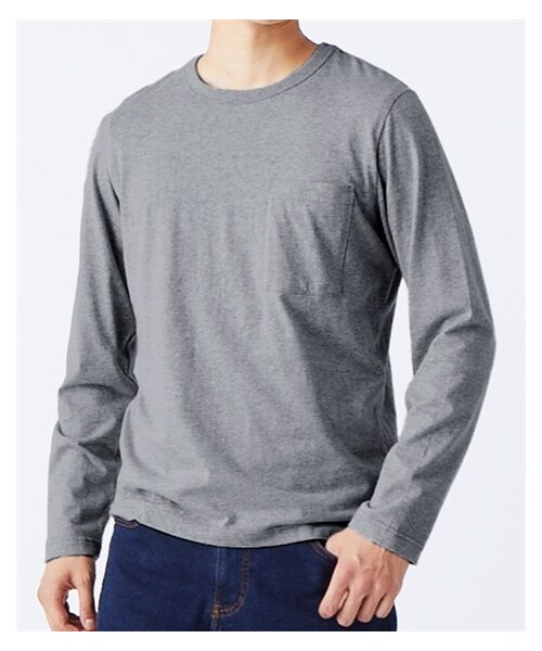 nissen（ニッセン）の「クルーネック長袖Tシャツ（Tシャツ/カットソー・メンズ・オフホワイト/杢グレー/ネイビー/黒・M/L/LL/3L/4L/5L/6L/8L/10L）」の21枚目の写真