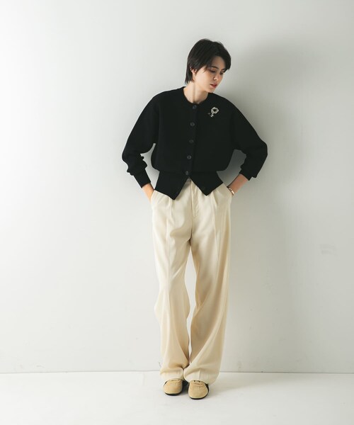 URBAN RESEARCH（アーバンリサーチ）の「ウールカシミヤショルダーパッドカーディガン（カーディガン/ボレロ・レディース・GRAY/BLACK/OFF・FREE）」の21枚目の写真