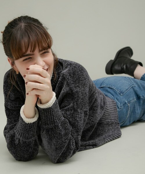 URBAN RESEARCH Sonny Label（アーバンリサーチサニーレーベル）の「モールヤーンハイネックニットプルオーバー（ニット/セーター・レディース・ベージュ/チャコールグレー/ピスタチオ・FREE）」の16枚目の写真