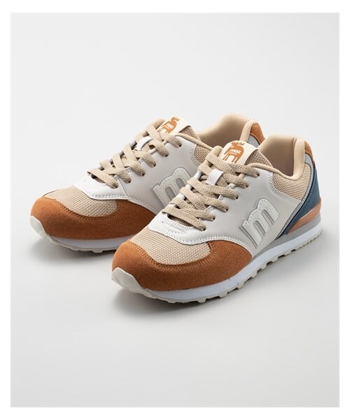 nissen（ニッセン）の「moz　コンビレースアップスニーカー（ワイズ３Ｅ）（スニーカー・メンズ・グレー×ネイビー/マスタード/ネイビー/黒/グレージュミックス/ネイビーミックス/テラコッタミックス/ラベンダー×グレー・22.5cm/23.0cm/23.5cm/24.0cm/24.5cm/【ドロップ】25.0cm）」の4枚目の写真