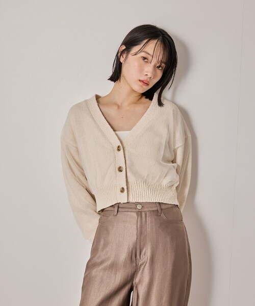 NERGY（ナージー）の「【ウォッシャブル対応】チュールコンビニットカーディガン（カーディガン/ボレロ・レディース・グレー/オフホワイト・F）」の19枚目の写真