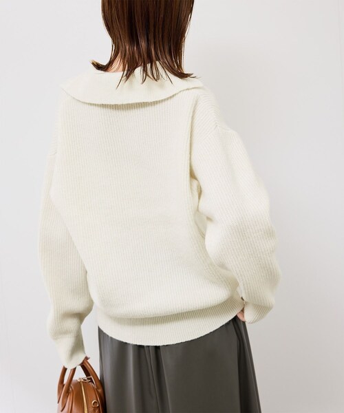 ROPE' PICNIC(ロペピクニック)の「スキッパーポロニットプルオーバー/イージーケア(ニット/セーター・レディース・グレー/オフホワイト/ダークグリーン/ネイビー・F)」の17枚目の写真