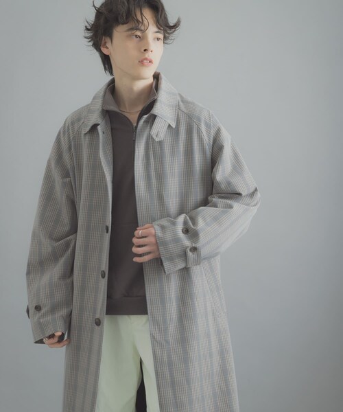 SENSE OF PLACE by URBAN RESEARCH(センスオブプレイスバイアーバンリサーチ)の「バルマカーンルーズコート(ステンカラーコート・メンズ・BEIGE/NAVY/BEG CHECK・M/L)」の18枚目の写真