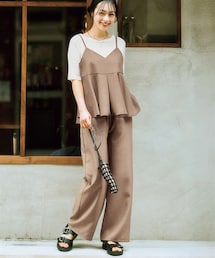 nissen | キャミソールセットアップ（タックキャミソール＋セミワイドパンツ）＜大きいサイズ有＞(シャツ/ブラウス)