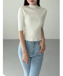 MERCURYDUO | ハーフスリーブリブニット(ニット/セーター)