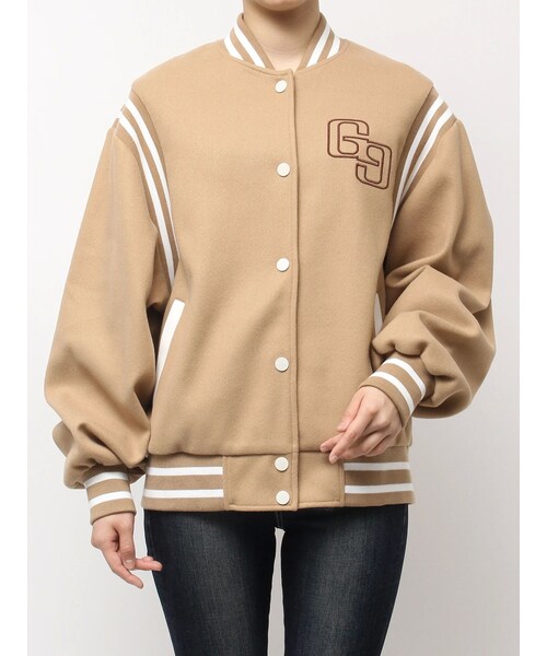 GYDA（ジェイダ）の「BACK embroidaryジャケット（スタジャン・レディース・ブラック/ベージュ・F）」の6枚目の写真